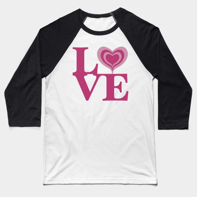 Hot Pink Love Heart to Spread Love Baseball T-Shirt by MadelaneWolf 